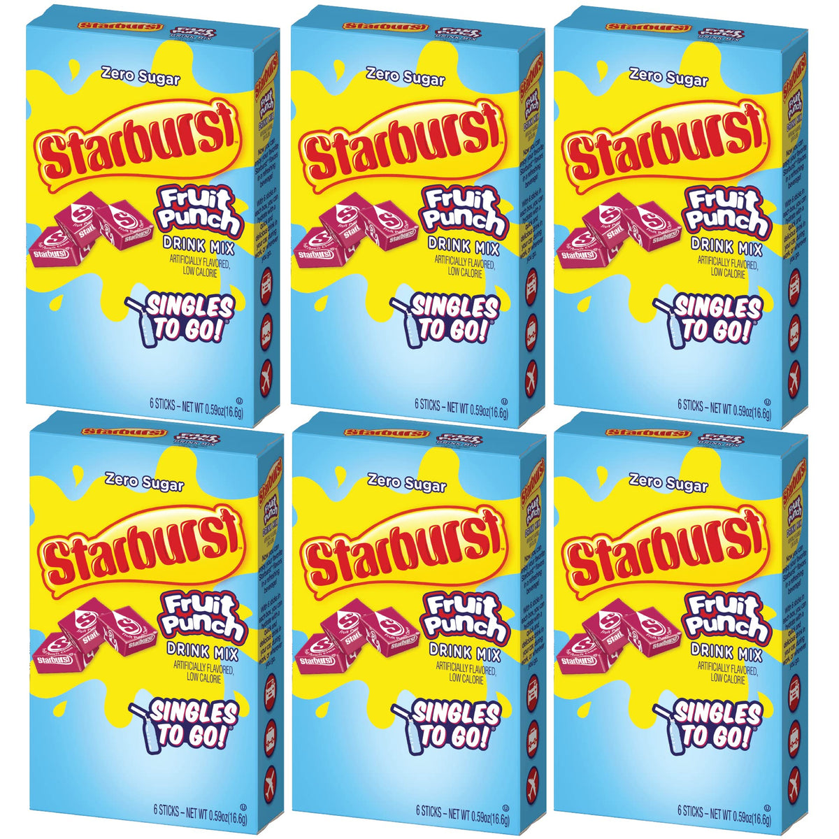 SINGLES TO GO Starburst powder stick for on-the-go flavor enhancement.