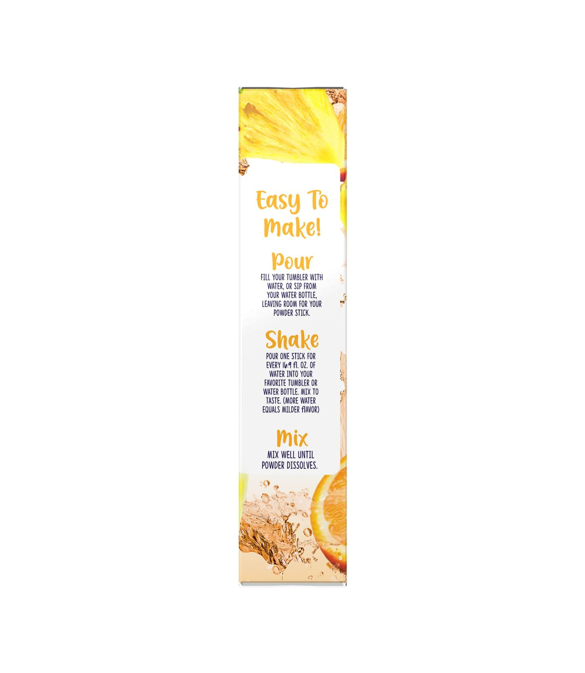 SINGLES TO GO single-serve sticks dissolve easily in water for quick flavor.