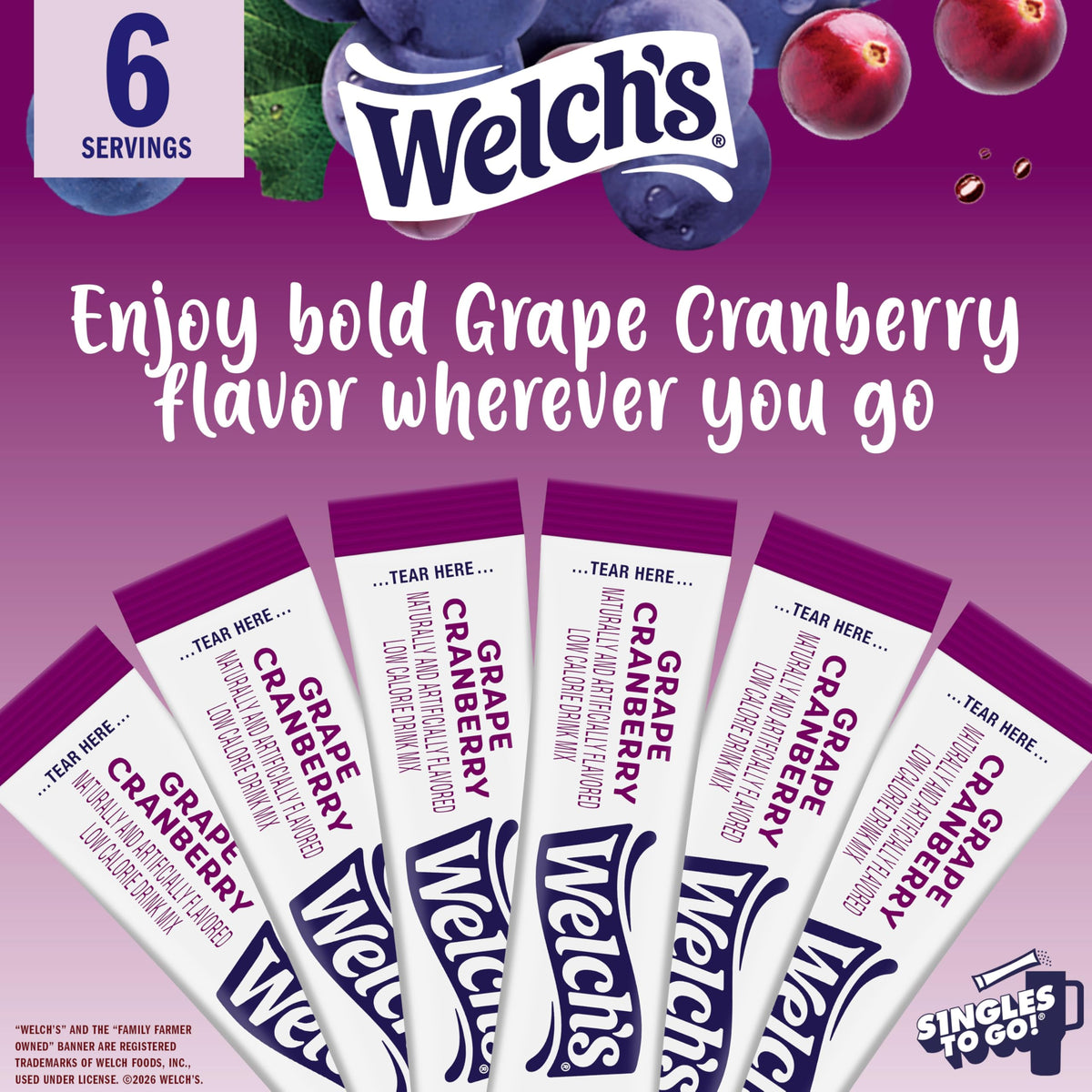 Travel-ready Welch’s Singles To Go packet stored in a bag