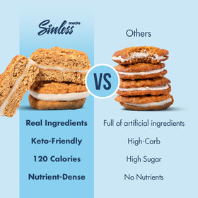 Sinless Oatmeal Cream Pie closeup vanilla-cream; high-protein, low-calorie treat.