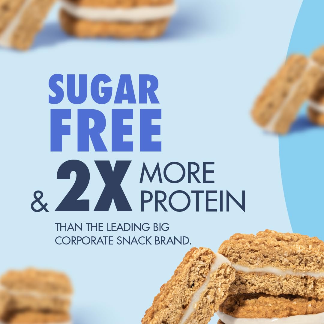 Sinless Oatmeal Cream Pie individually-wrapped packaging; convenient travel snack.