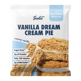 Sinless Oatmeal Cream Pie pack shot; keto-friendly vanilla cream cookies for on-the-go.