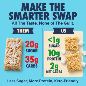 Sinless Snacks Marshmallow Krisp Bar break shows soft, satisfying bite.