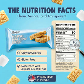 Sinless Snacks Marshmallow Krisp Bar closeup texture reveals gooey, chewy center.