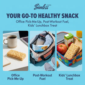 Sinless Snacks Marshmallow Krisp Bar ingredients close-up shows simple seven ingredients.