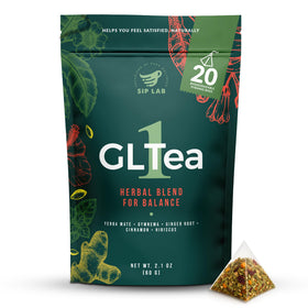 Sip Lab GLTEA-1 packaging highlights an organic blend for mindful daily rituals.