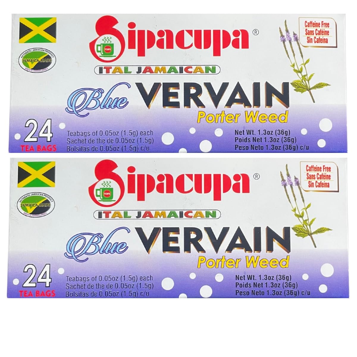 Sipacupa Blue Vervain tea bags 2-pack for relaxation and soothing rituals.