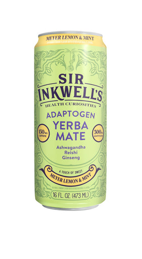 Sir Inkwell's Yerba Mate can close-up, illustrating clean, ethical ingredients.