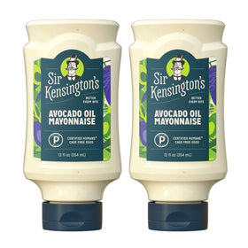 Sir Kensington's Avocado Oil Mayo bottle shows creamy texture for keto meals.