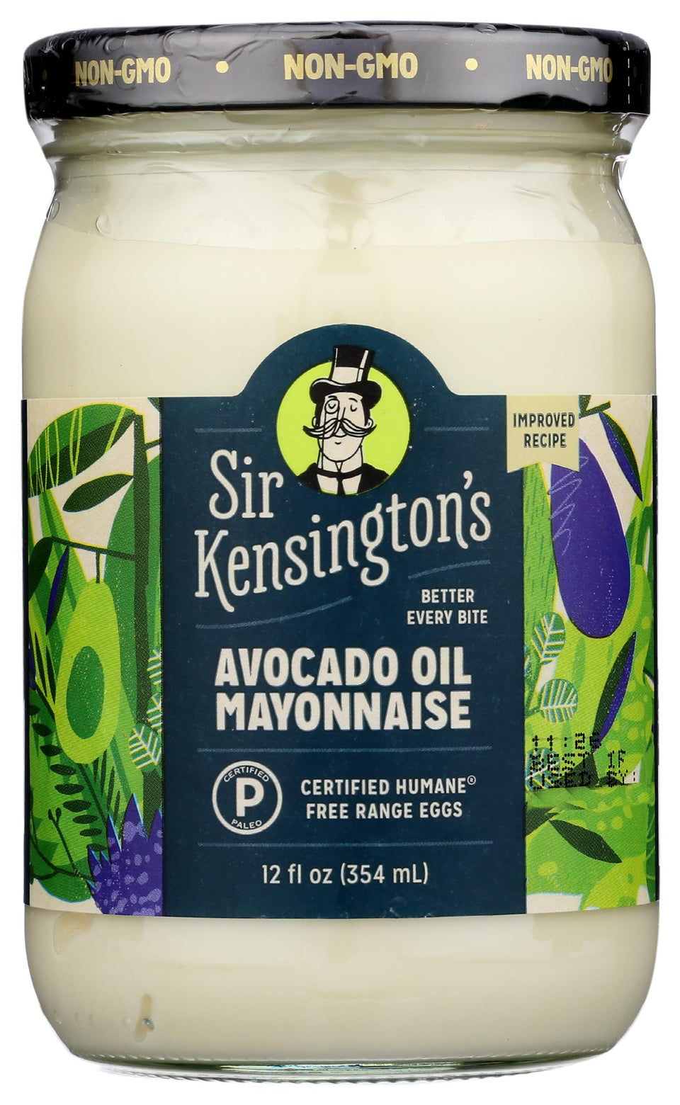 Sir Kensington's Avocado Oil Mayonnaise bottle pouring, ideal for creamy sandwiches and dressings.