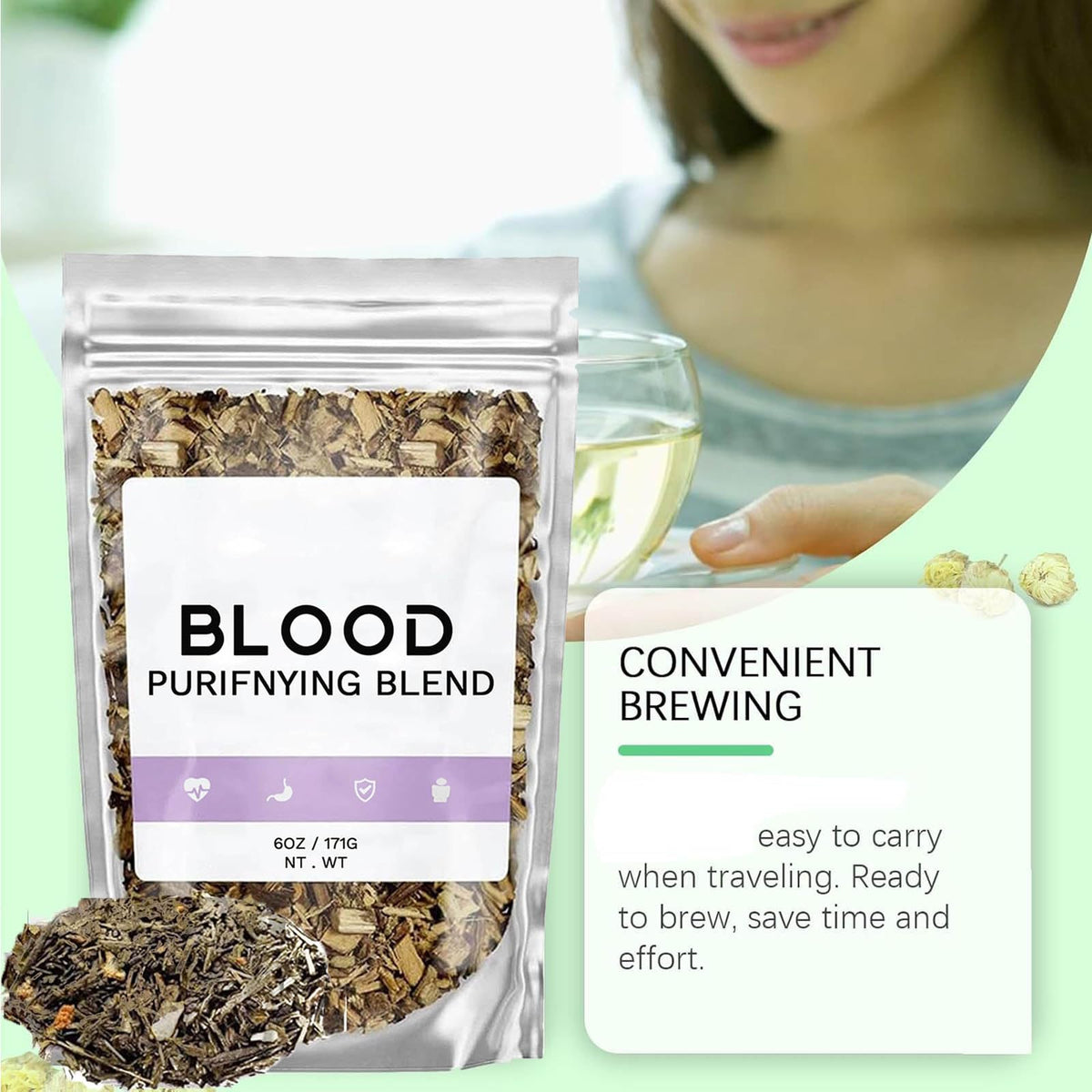 SIRDIKA Blood Purifying Blend Tea ingredients for liver and kidney support.