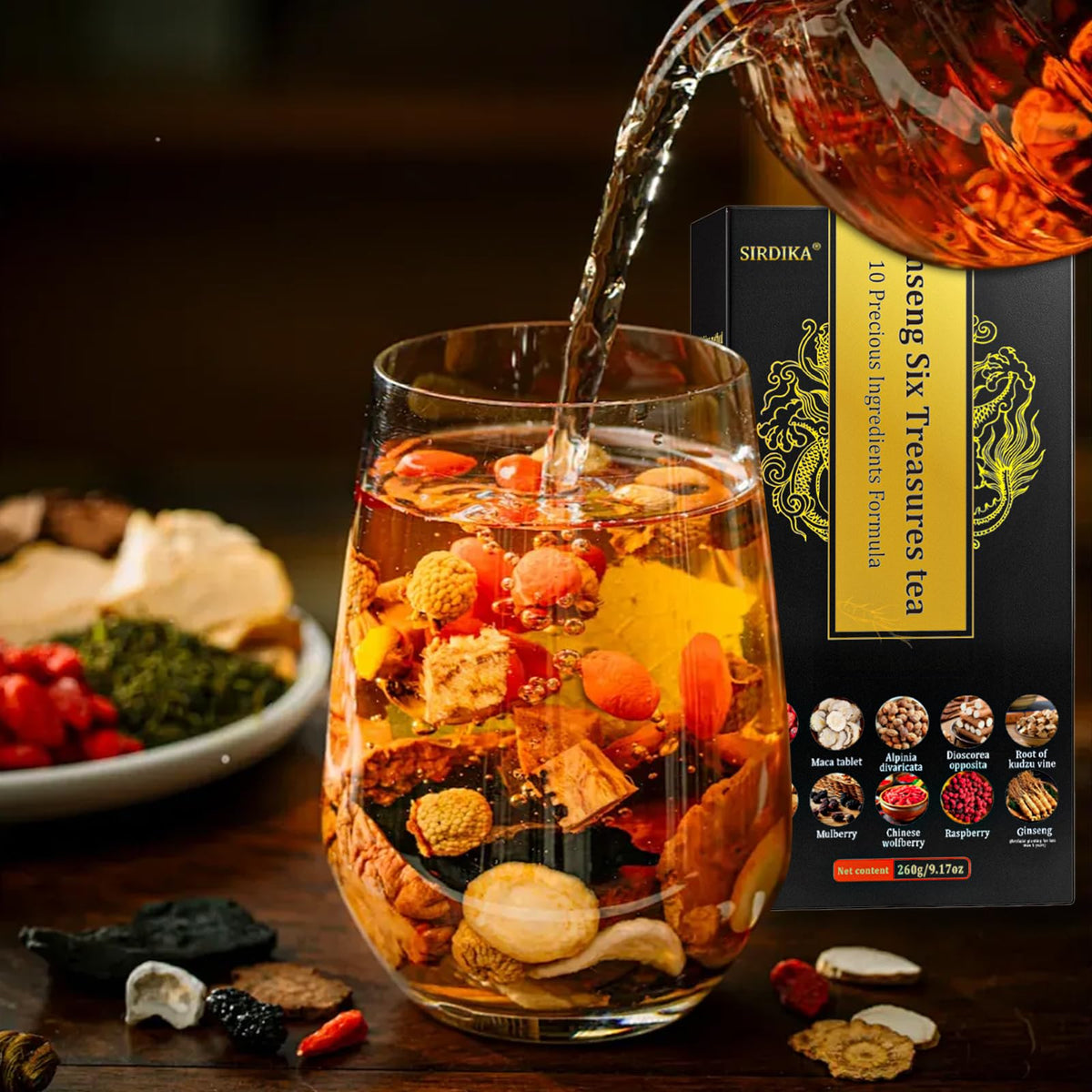 SIRDIKA Kidney Tea cup brew highlights rich color and calming aroma.