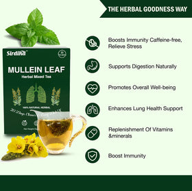 SIRDIKA Mullein Tea Bags mint leaf detail with refreshing aroma for midday refreshment.