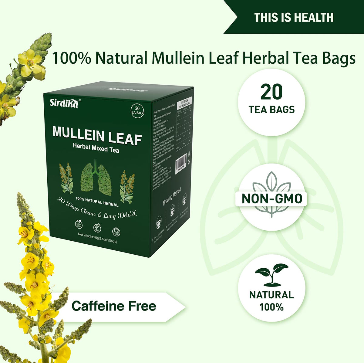SIRDIKA Mullein Tea Bags mulberry leaf blend adding subtle sweetness and balance.