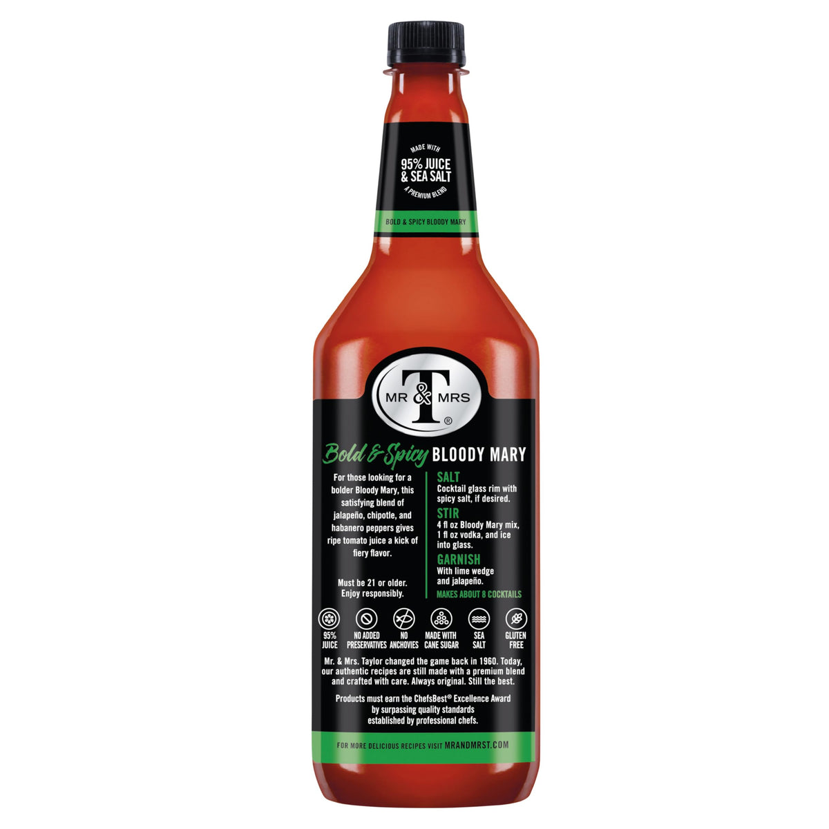Six-pack of Mr & Mrs T Bold & Spicy Bloody Mary mix for gatherings