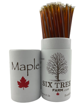 Six Tree Farm Maple Saplings straw close-up for portable Vermont maple syrup.
