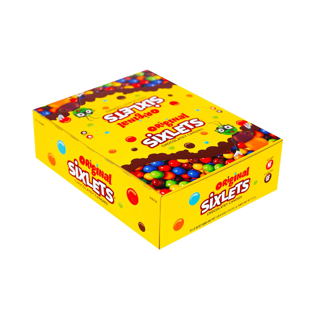 Sixlets 72-count display box arranged for party favors and snack stations
