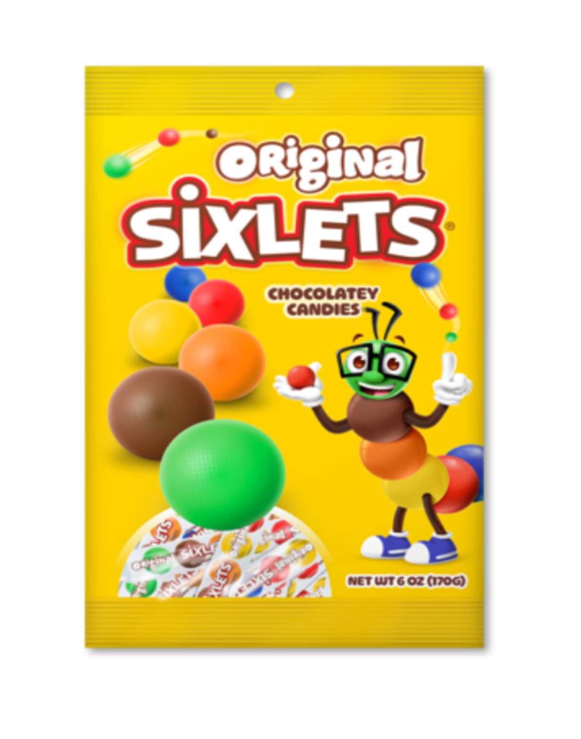 Close-up of Sixlets colorfully coated shells showcasing crisp texture.