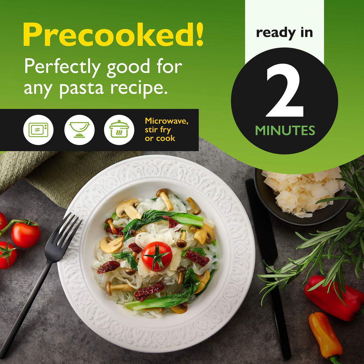 Six-pack Skinny Pasta box emphasizes convenient six-pack value.