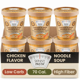 Skinny Pasta Chicken Soup pack shows 6-pack convenience for quick meals