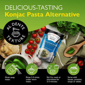Cooked fettuccine plated with sauce demonstrates ready-to-eat meal idea.