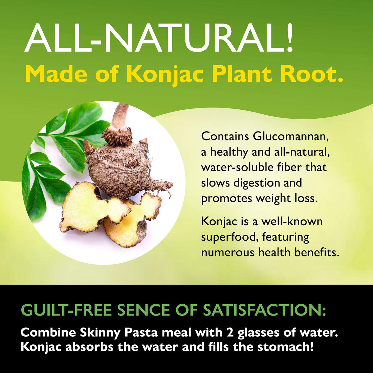 Glucomannan fiber symbol on image hints digestion-friendly fiber source.
