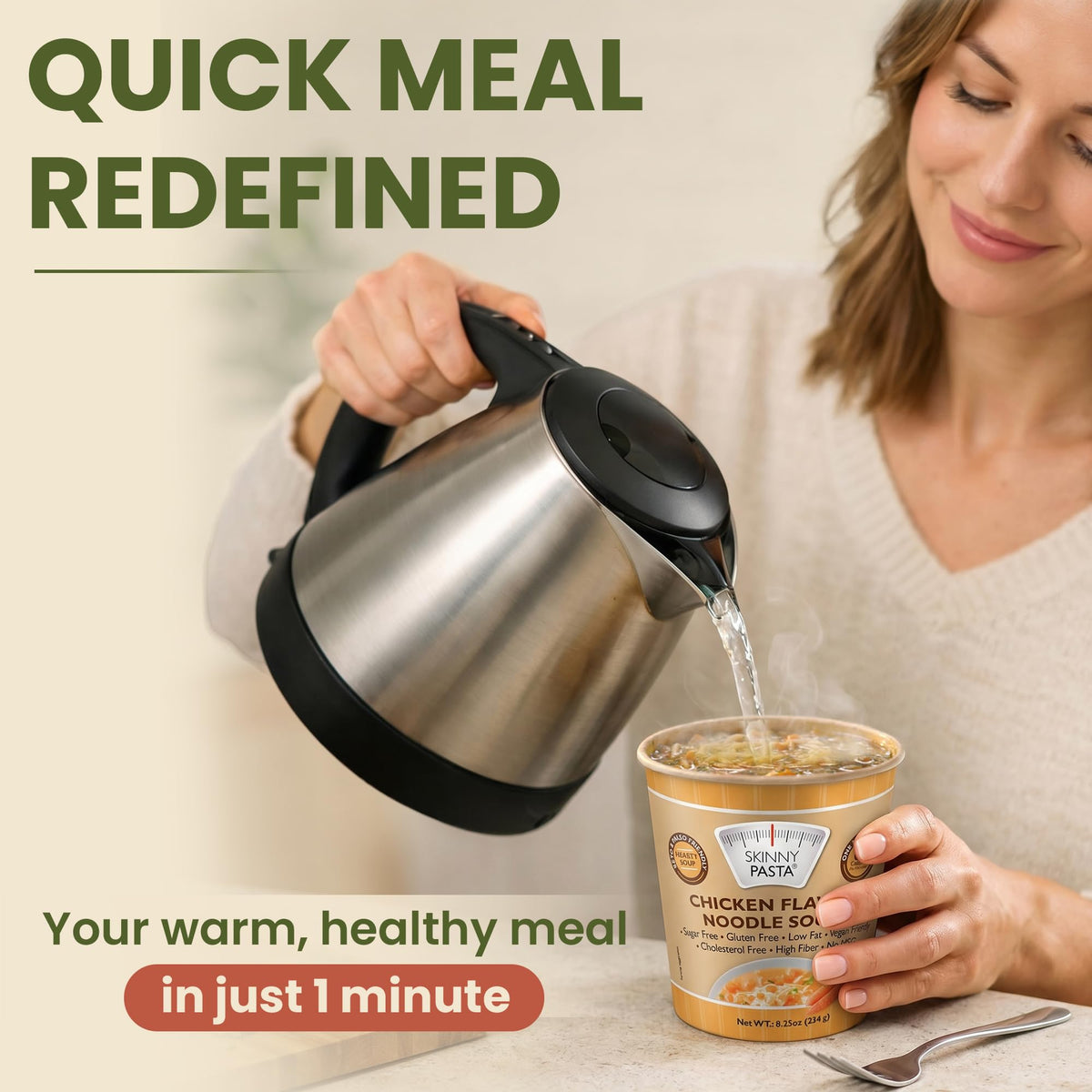 Skinny Pasta instant soup cup ready in minutes for busy days