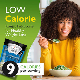 Konjac noodles in a cooking bowl illustrate versatile, low-calorie pasta.