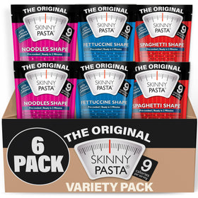 Skinny Pasta traditional noodles show a low-calorie option for quick meals.