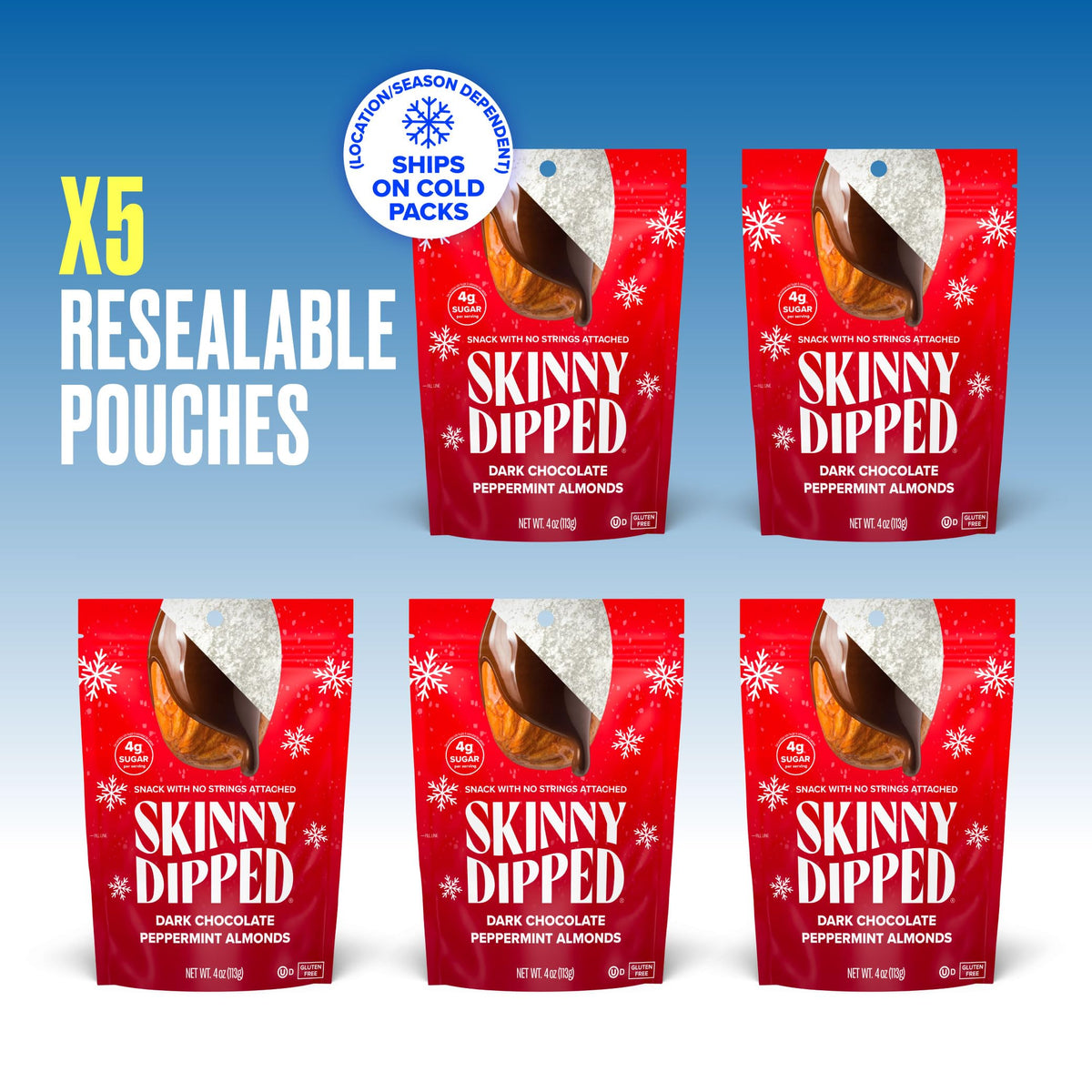 SkinnyDipped almond crunch close-up emphasizes roasted almonds and cocoa coating.