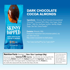 SKINNYDIPPED almonds with dark chocolate coating, rich and satisfying