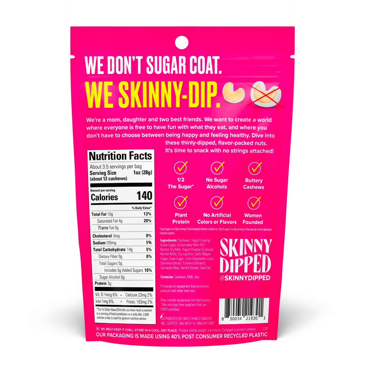 SkinnyDipped Birthday Cake Cashews sprinkles detail highlighting playful crunch