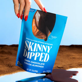SkinnyDipped almonds with cocoa dust finish and rich flavor
