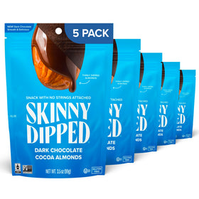 SkinnyDipped dark chocolate almonds with maple sugar coating for on-the-go protein snack