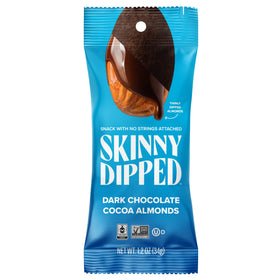 SkinnyDipped dark chocolate almonds pack 15 for easy on-the-go snacking.