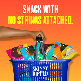 SKINNYDIPPED gluten-free label appeals to gluten-free snack seekers.