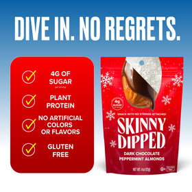 SkinnyDipped almond bites with peppermint dust offer a refreshing finish.