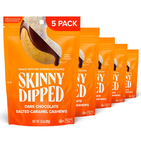 SkinnyDipped salted caramel cashews pack5 for quick keto-friendly indulgence.