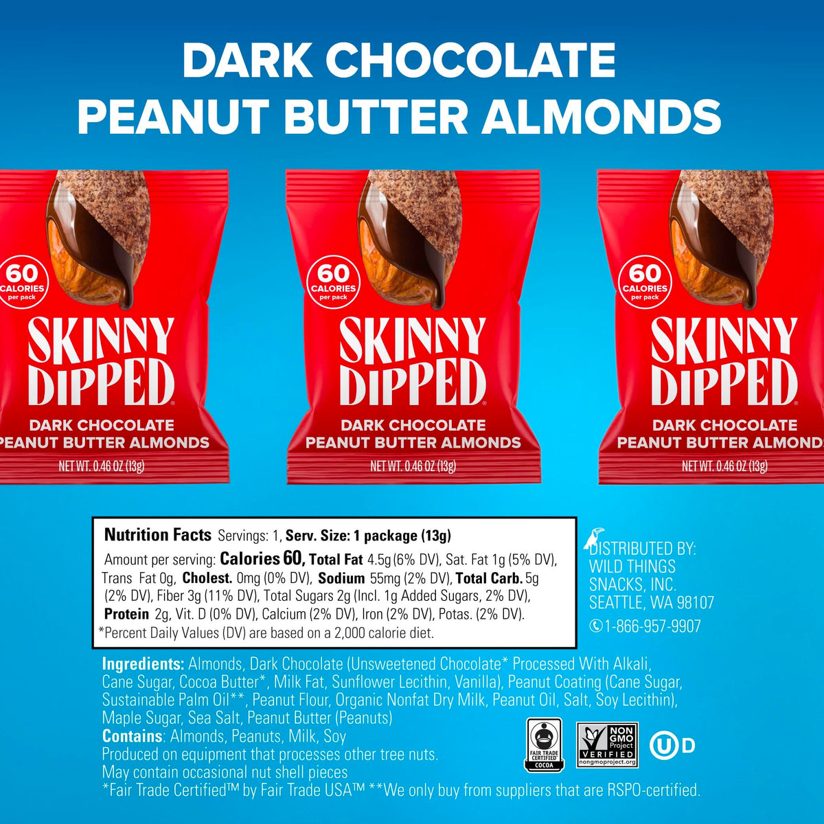 60-80 calorie portion SkinnyDipped Minis for on-the-go snacking