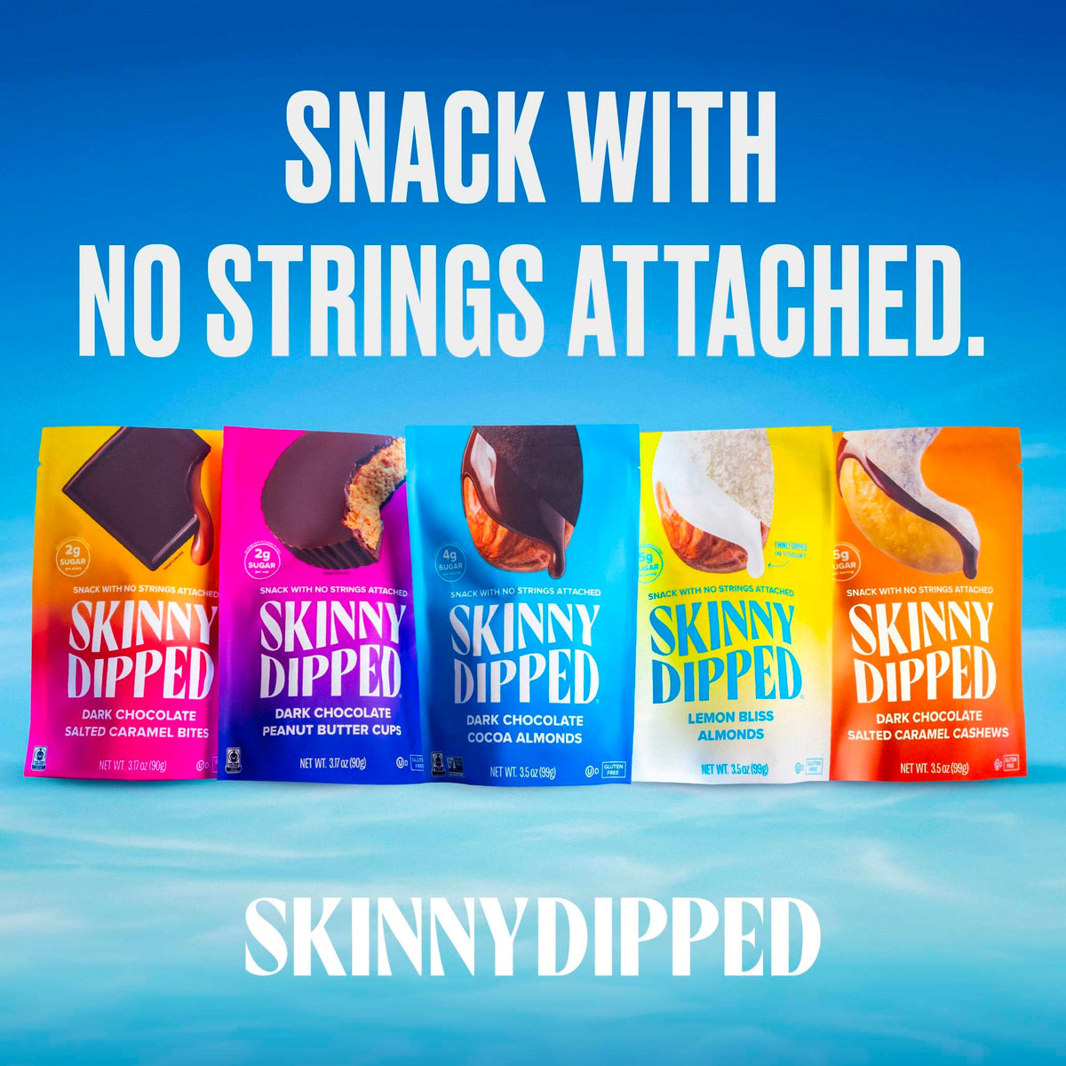 SkinnyDipped summer shipping note indicating ice-pack preservation.