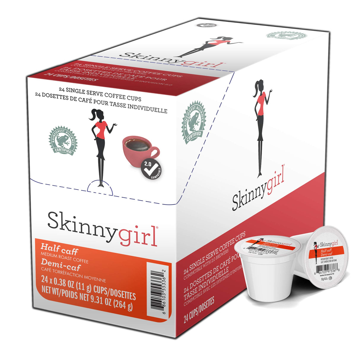 Skinnygirl Half Caff coffee pods brew a smooth, balanced cup.