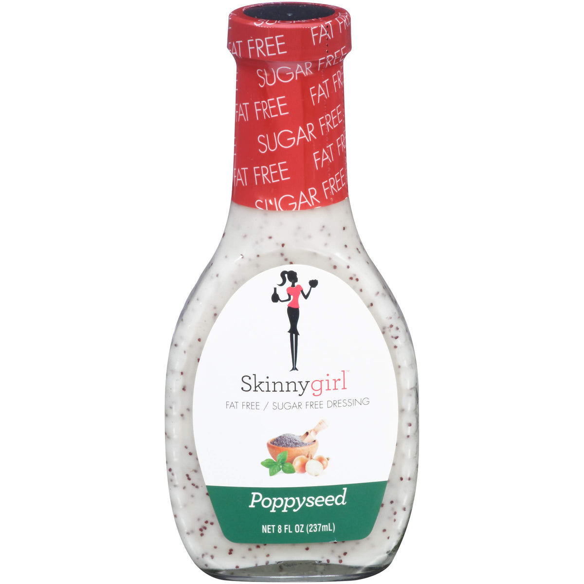 Skinnygirl Poppyseed dressing bottle front, low-calorie flavor for salads.
