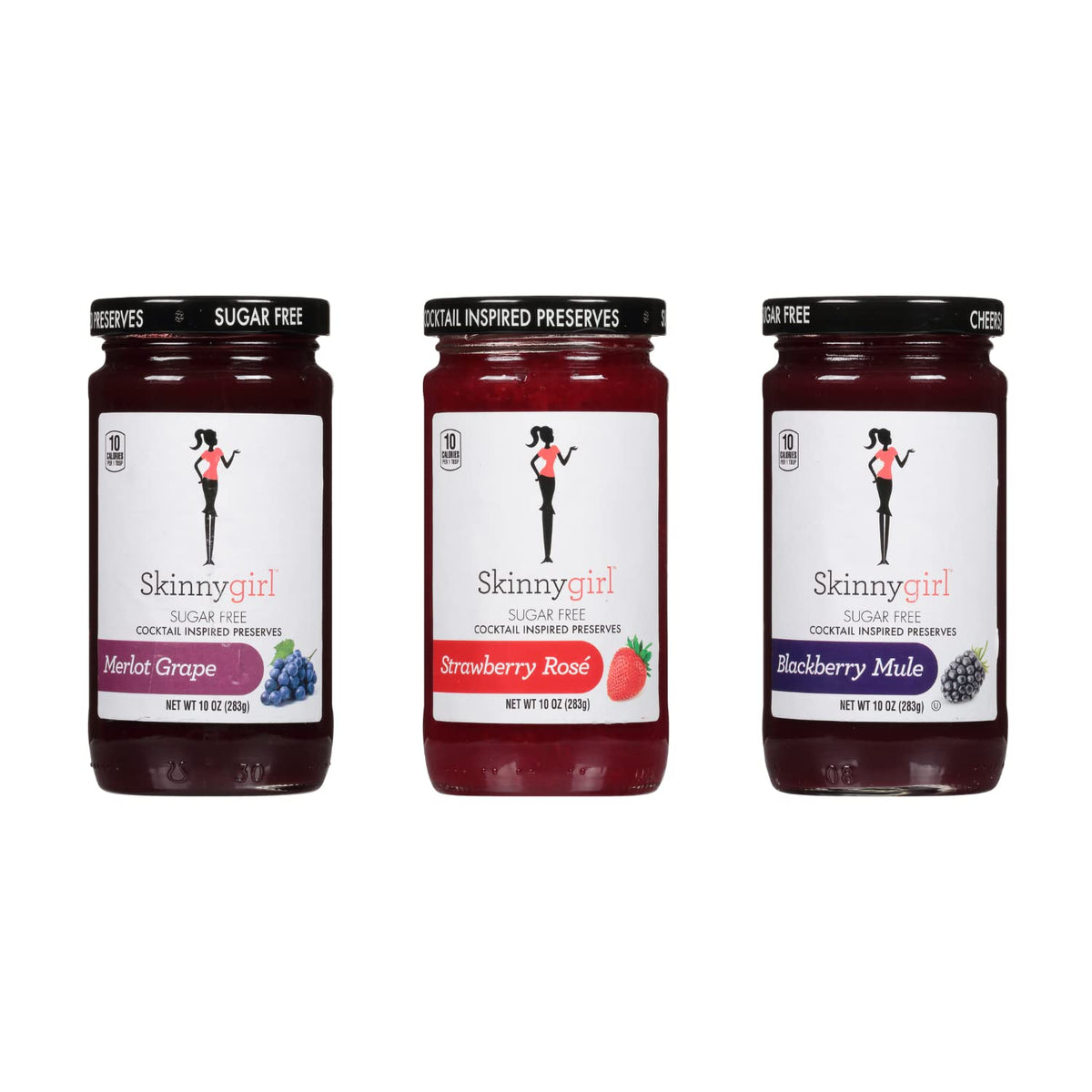 Skinnygirl sugar-free preserves strawberry jar on counter, low-calorie breakfast option.