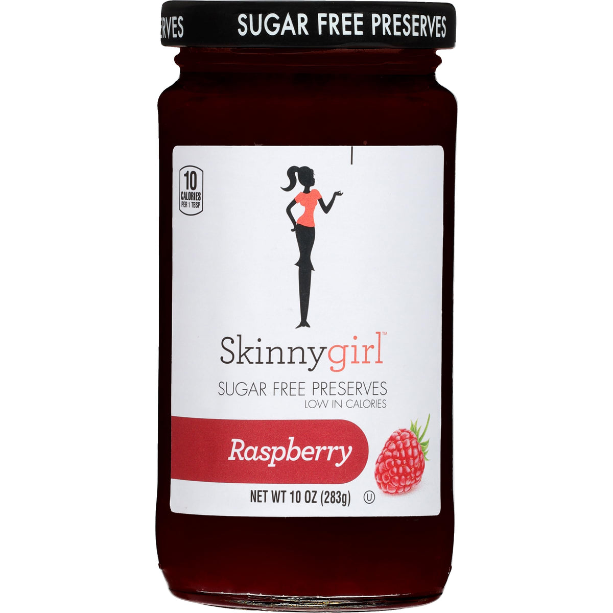 Skinnygirl sugar-free Raspberry Bellini preserves in a six-pack jar display for quick breakfasts