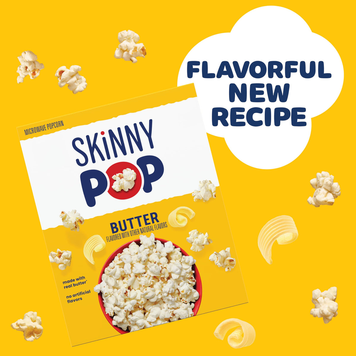 SkinnyPop Butter Microwave Popcorn box interior showing three bags per box for easy portioning