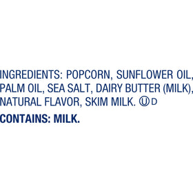 SkinnyPop Butter Microwave Popcorn ingredients label emphasizing whole grain, simple ingredients