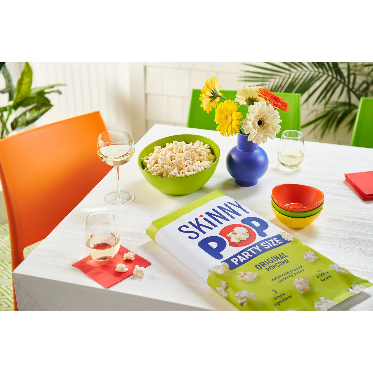 SkinnyPop Original family-size pack is ready for sharing at gatherings