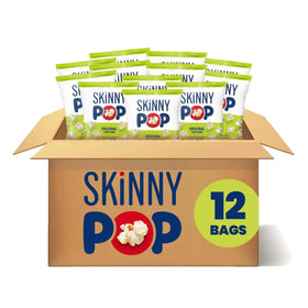 SkinnyPop Original popcorn 1oz bag offers a light, crunchy snack on the go.
