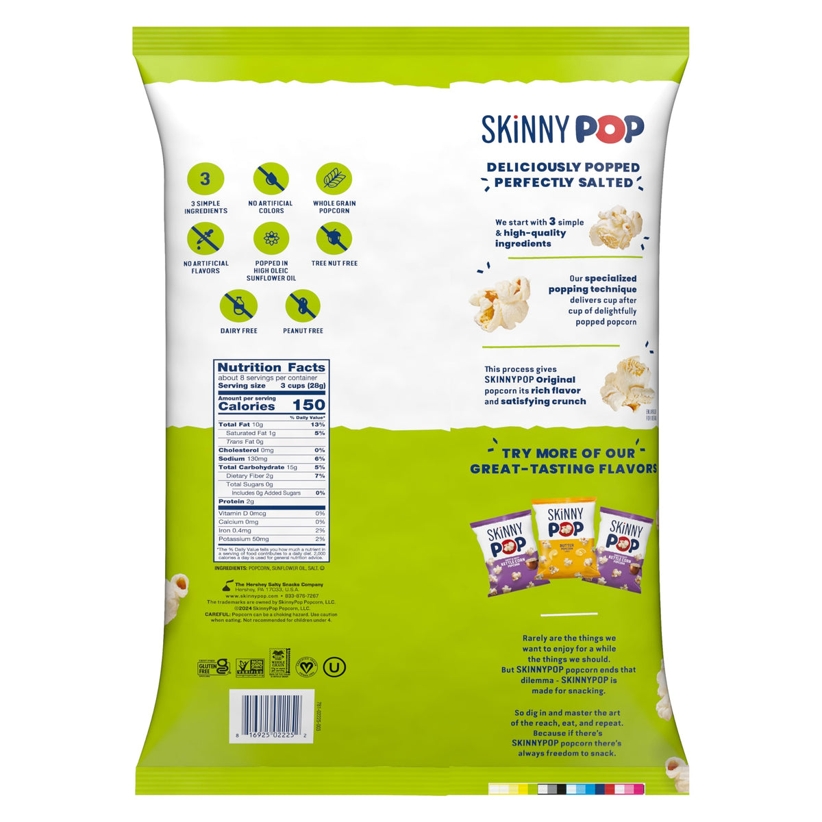 SkinnyPop Original popcorn on a snack setup, ideal for movie nights