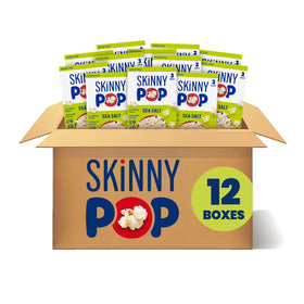 SkinnyPop Sea Salt microwave popcorn bags for quick, light snacking.